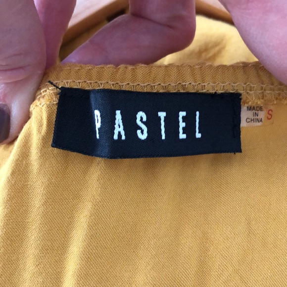 Boho Crochet Lace Embroidery Golden Yellow 3/4 Sleeve top Small - Picture 10 of 13